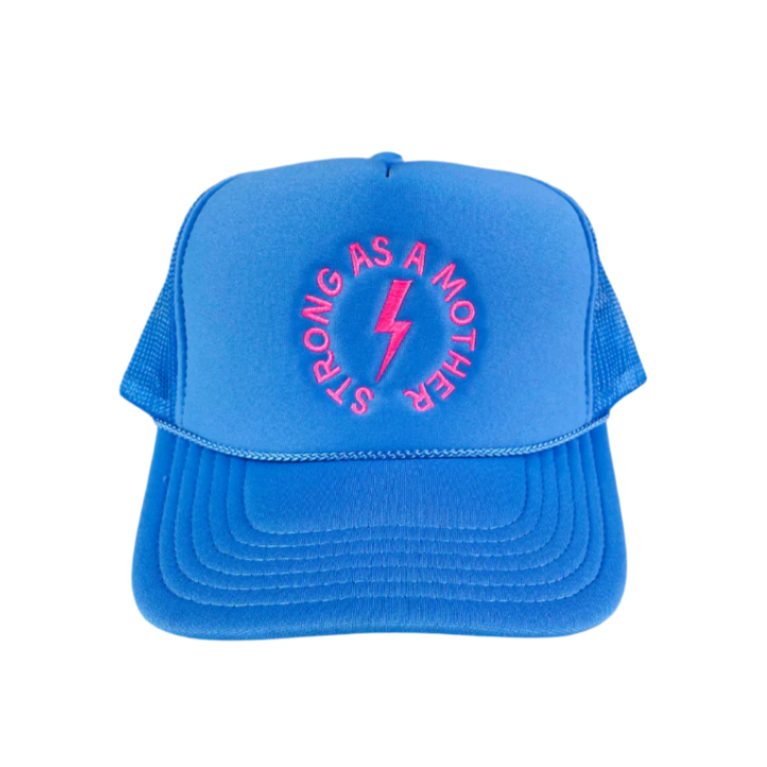 Strong as a mother™ Embroidered Trucker Hat - Sky Blue - HoneyBug