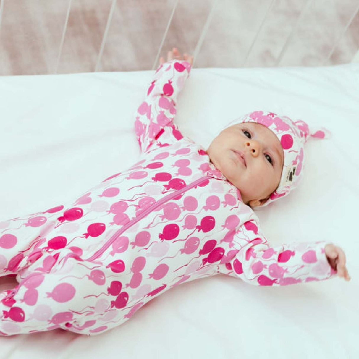 Organic Footie - Pink Balloons