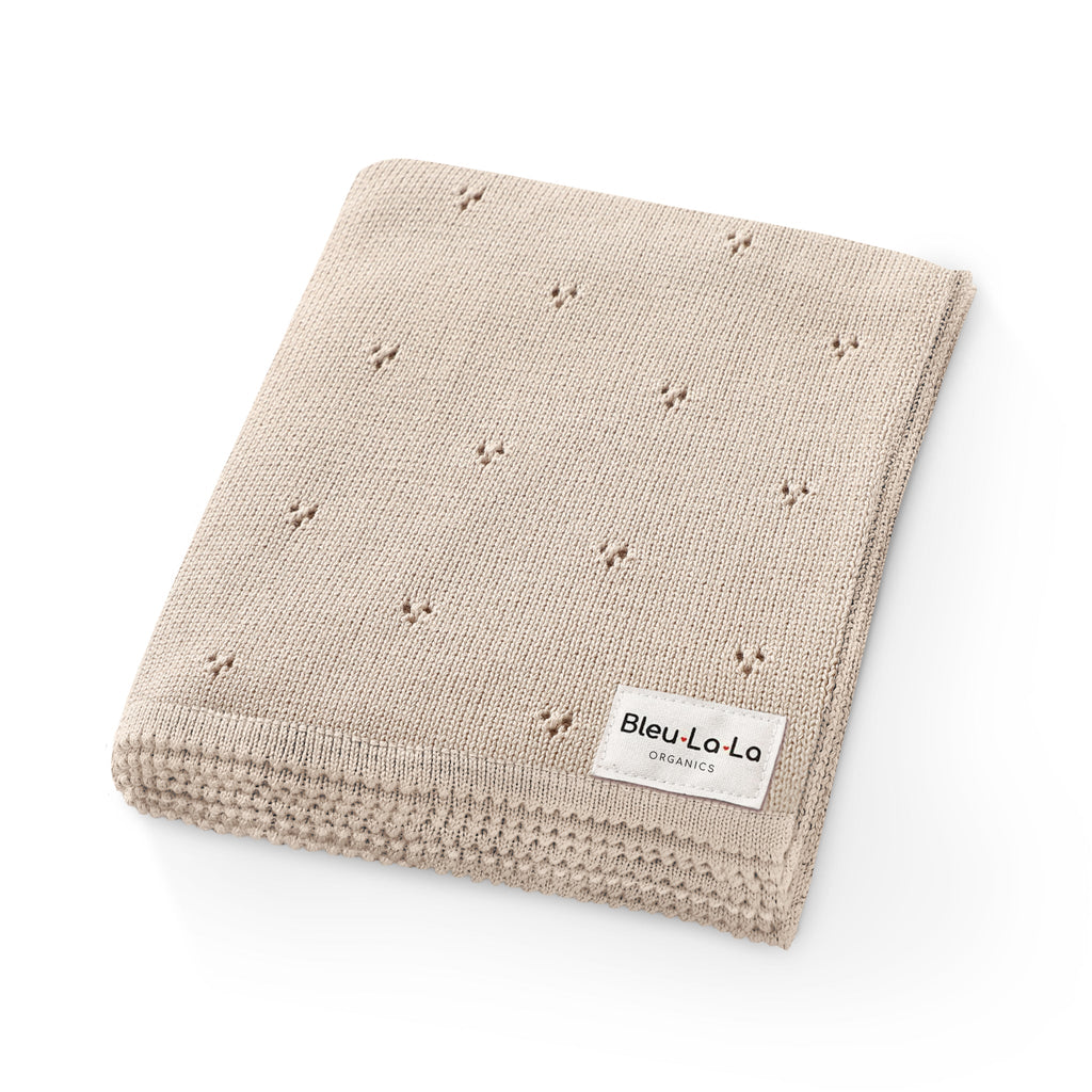 Organic Pointelle Knit Swaddle Blanket - Oatmeal - HoneyBug 