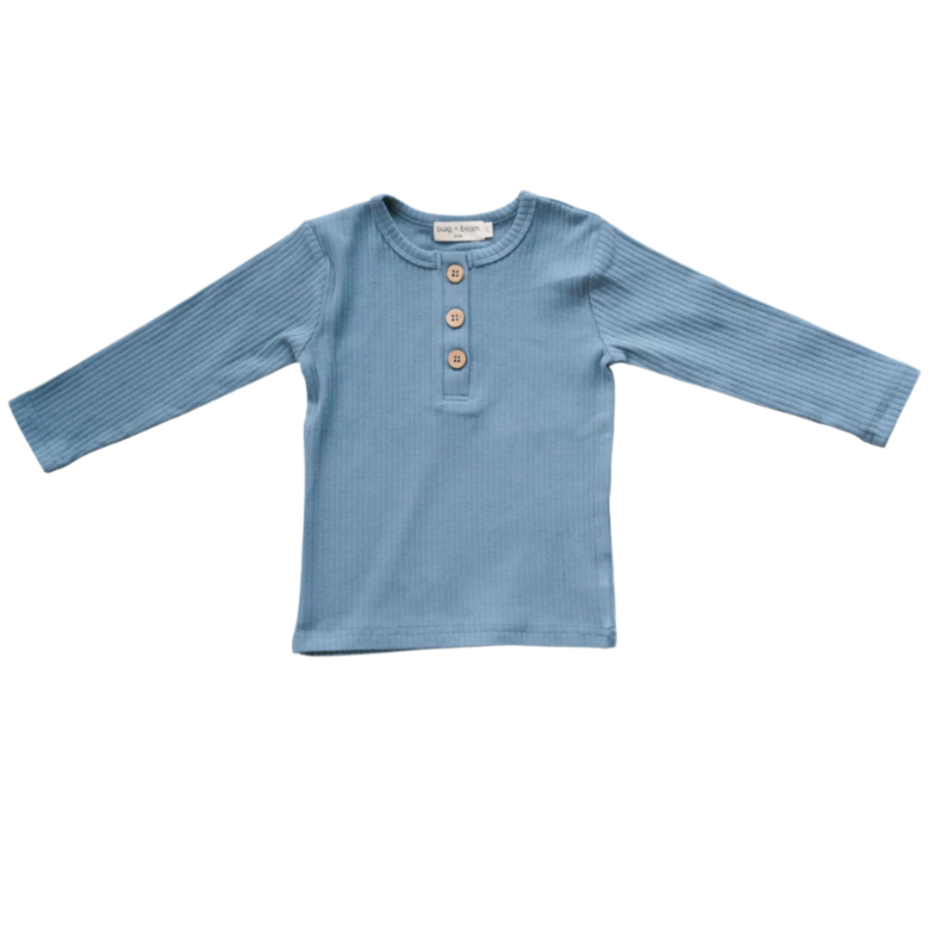 Organic Ribbed Cotton Top - Ocean Blue - HoneyBug