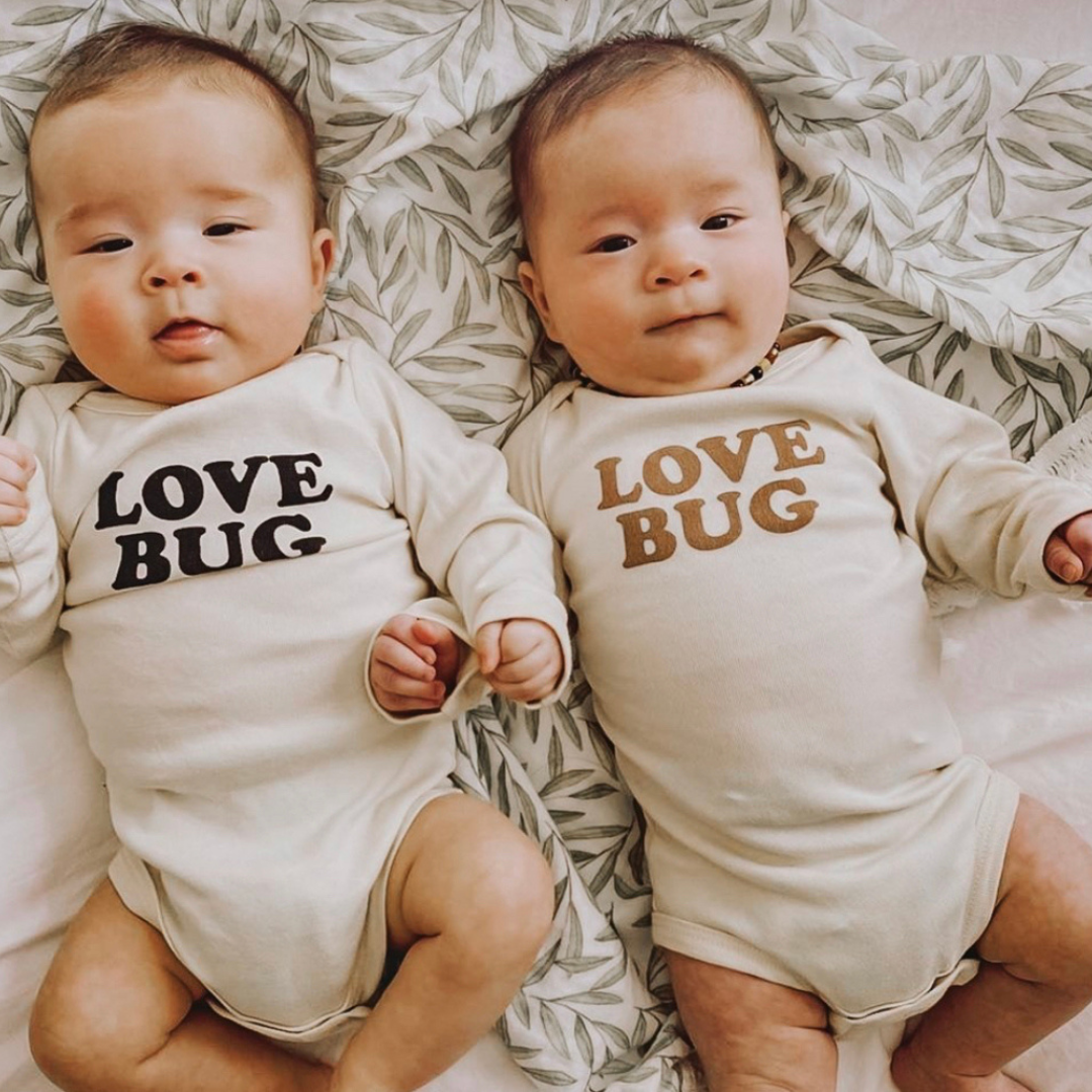 Love Bug Organic Cotton Baby Bodysuit Long Sleeve - HoneyBug
