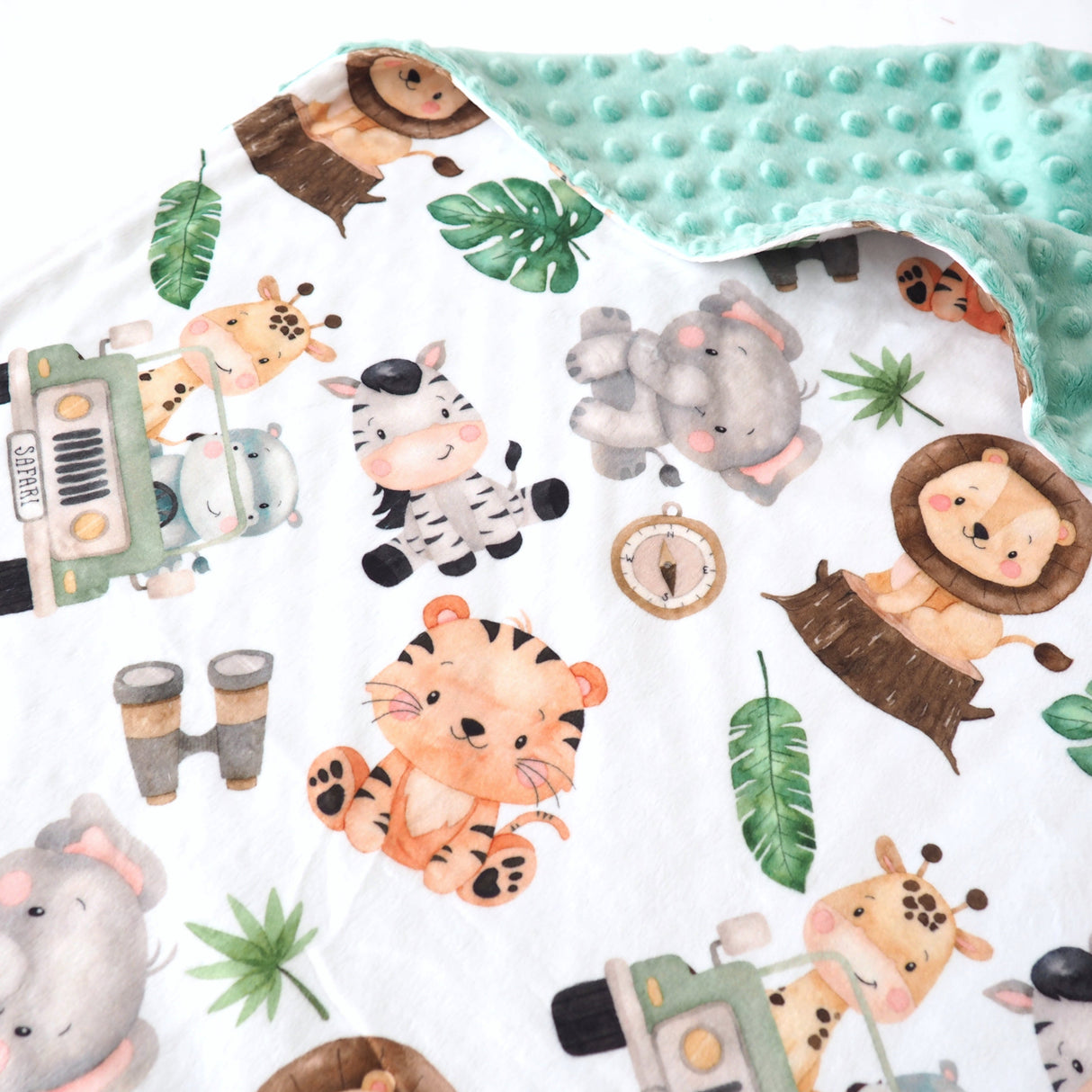 Premium Baby & Toddler Minky Blanket - Safari - HoneyBug