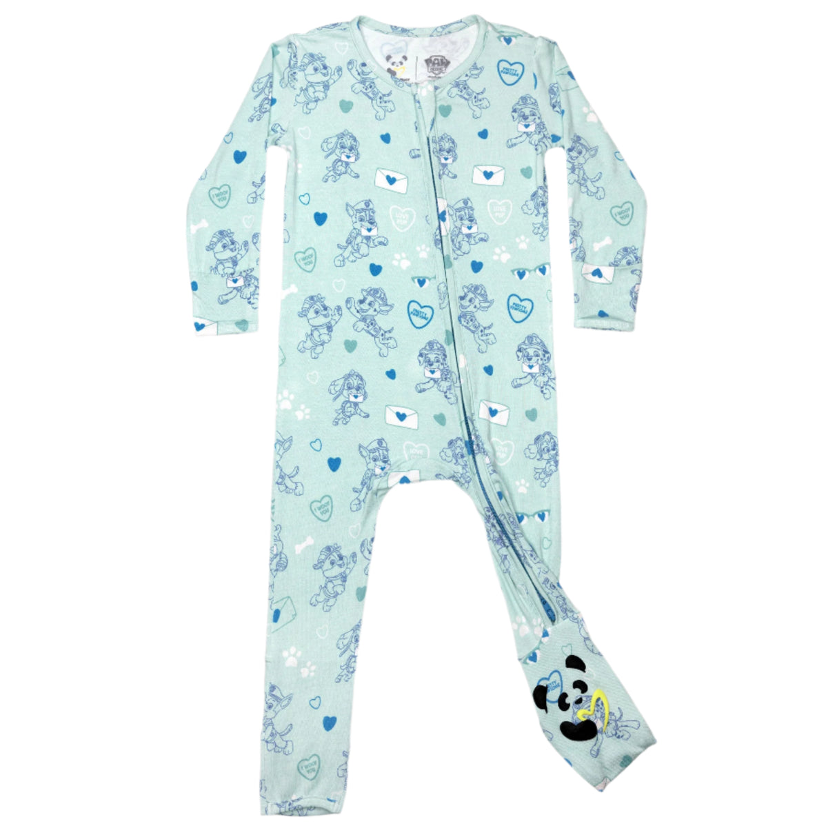Sweet Hearts Blue Bamboo Convertible Footie - HoneyBug