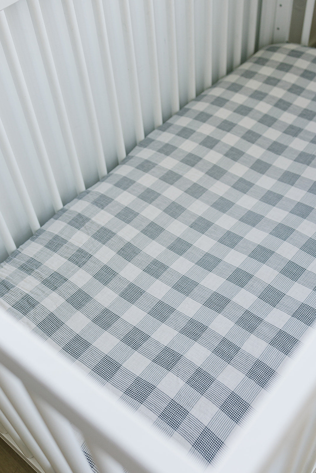 Coastal Plaid Muslin Crib Sheet - HoneyBug