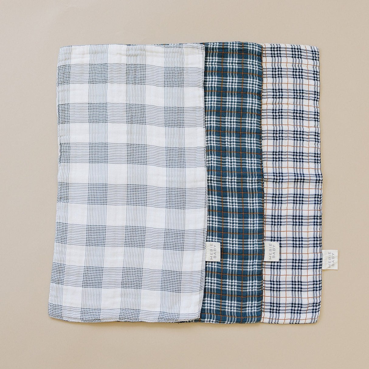 Coastal Plaid Muslin Burp Cloth - HoneyBug