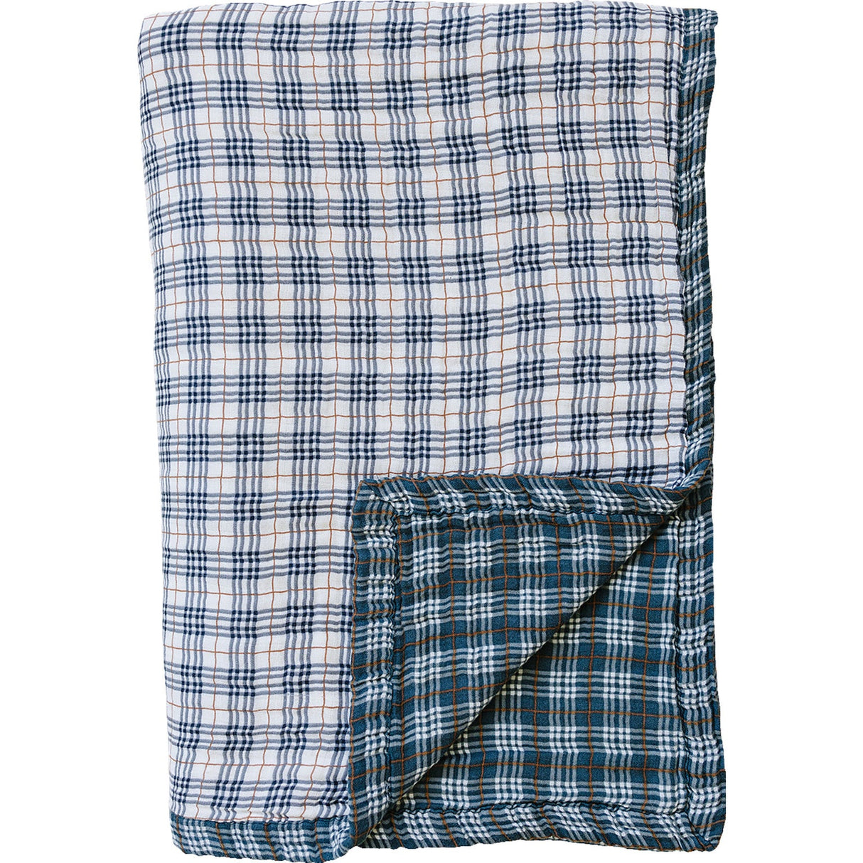 Vintage Plaid + Navy Plaid Twin Muslin Quilt - HoneyBug
