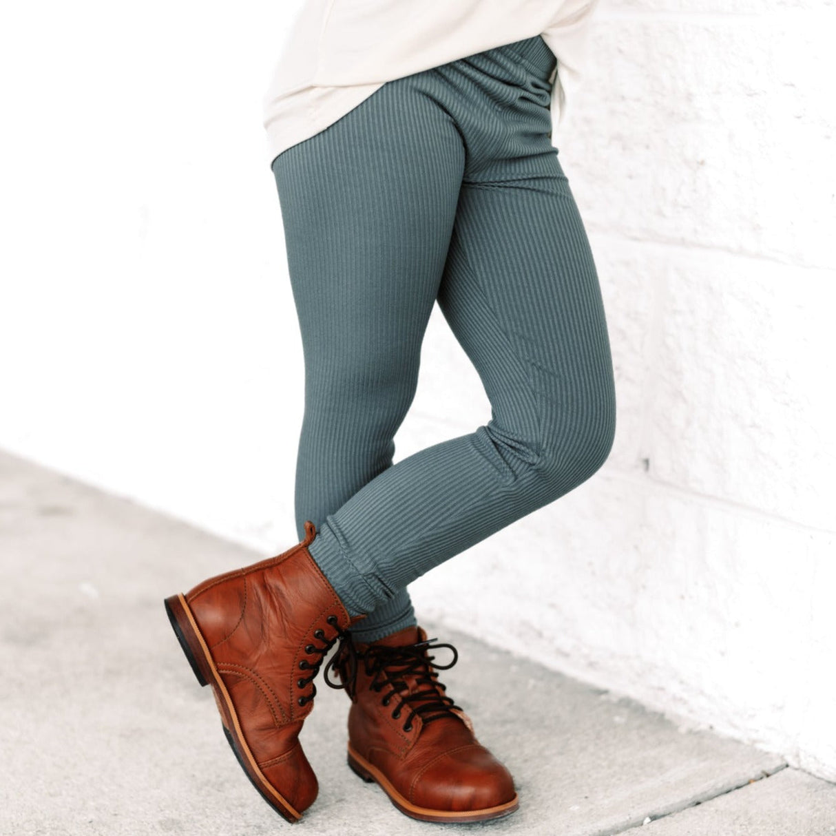 BAMBOO RIB LEGGINGS- Slate - HoneyBug