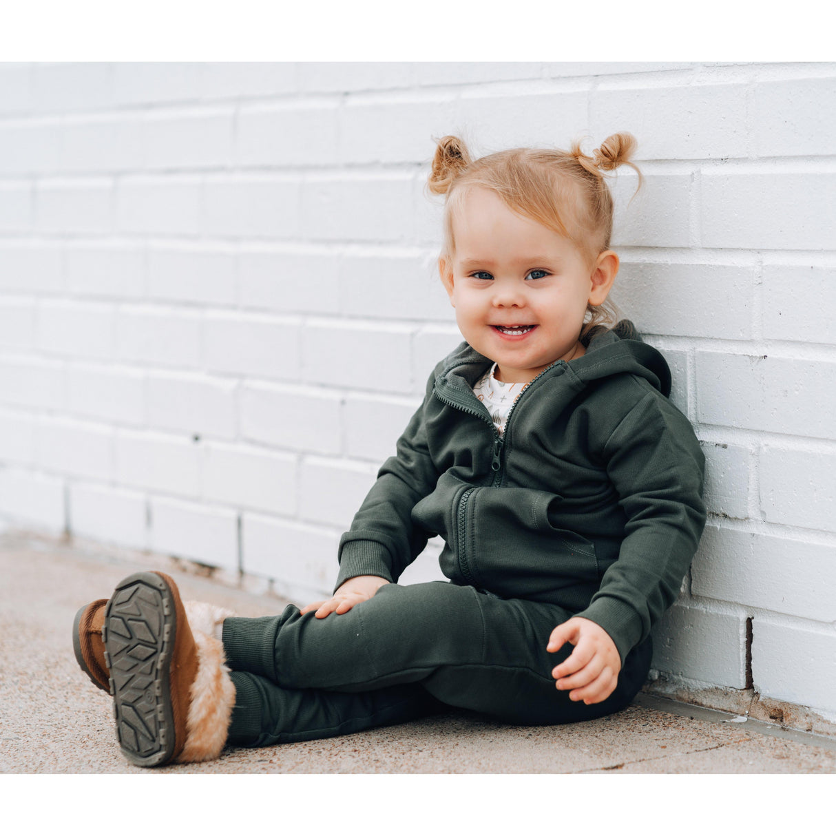 ZIP HOODIE- Moss Bamboo French Terry - HoneyBug