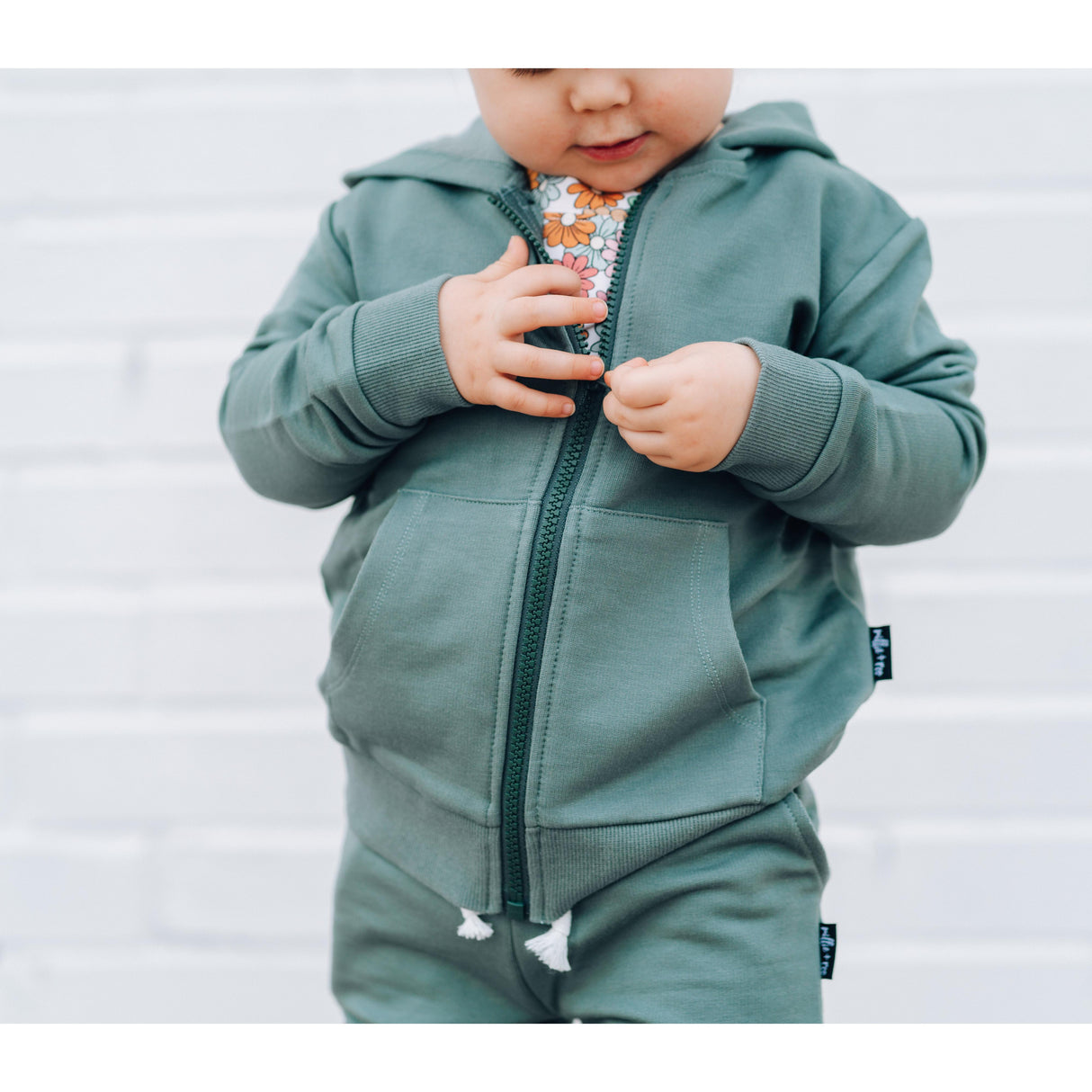 ZIP HOODIE- Slate Bamboo French Terry - HoneyBug