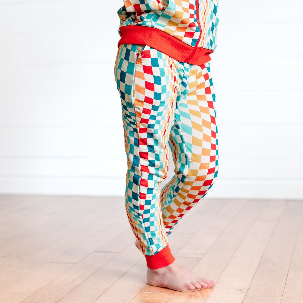 JOGGERS- Groovy Check Bamboo French Terry - HoneyBug