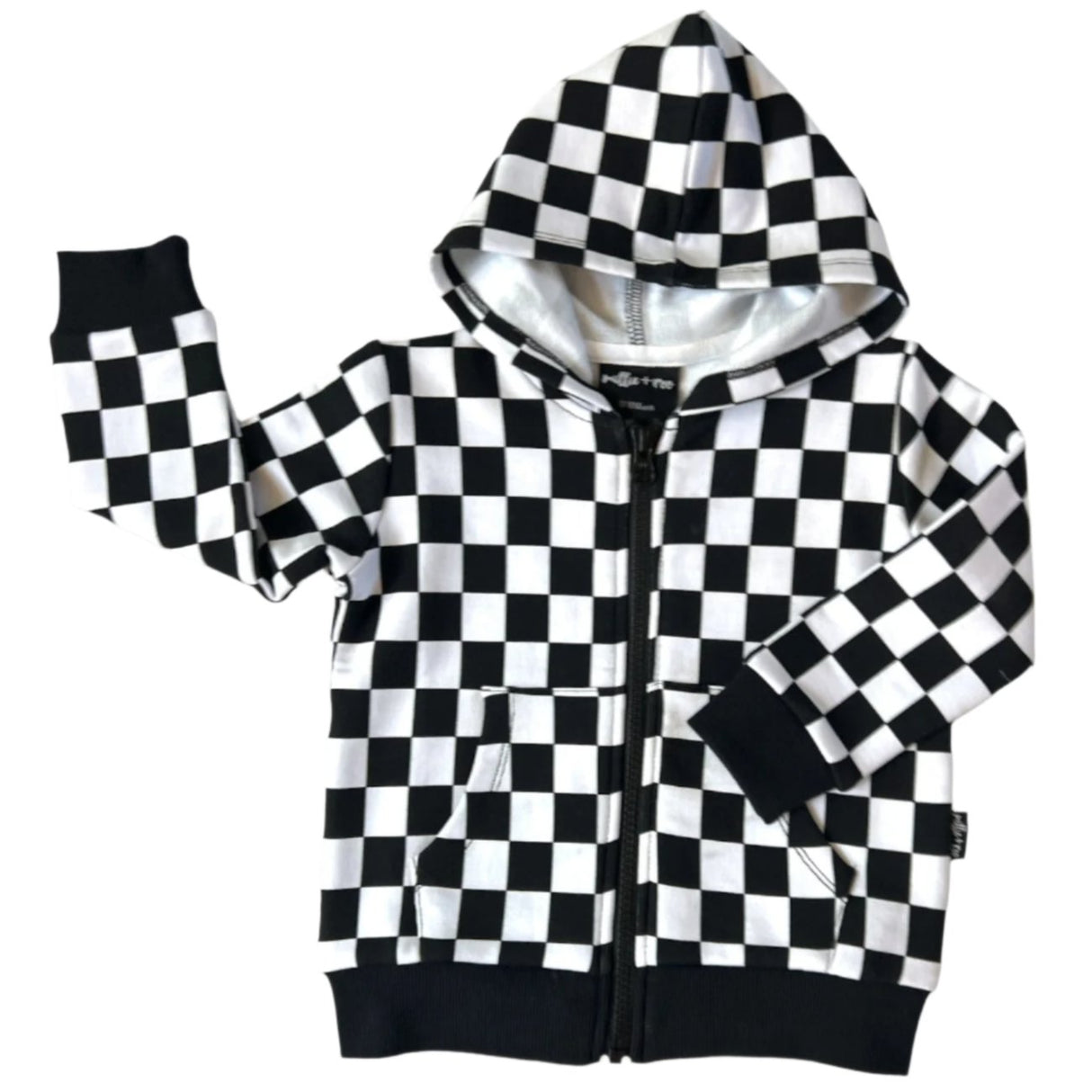 ZIP HOODIE- B+W Check Bamboo French Terry - HoneyBug