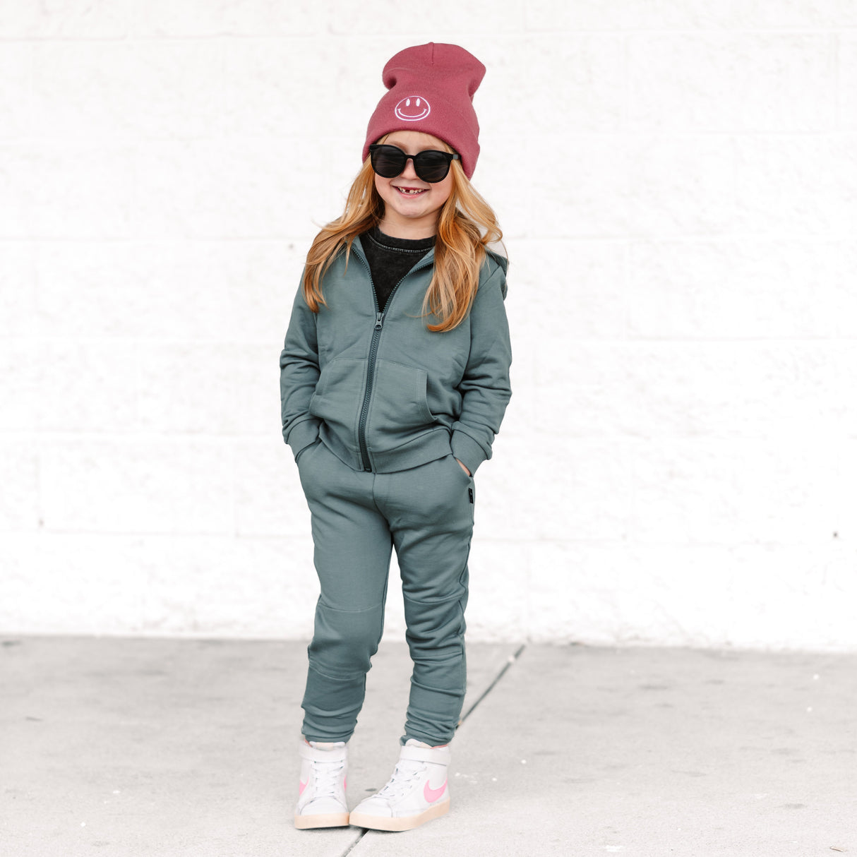 ZIP HOODIE- Slate Bamboo French Terry - HoneyBug