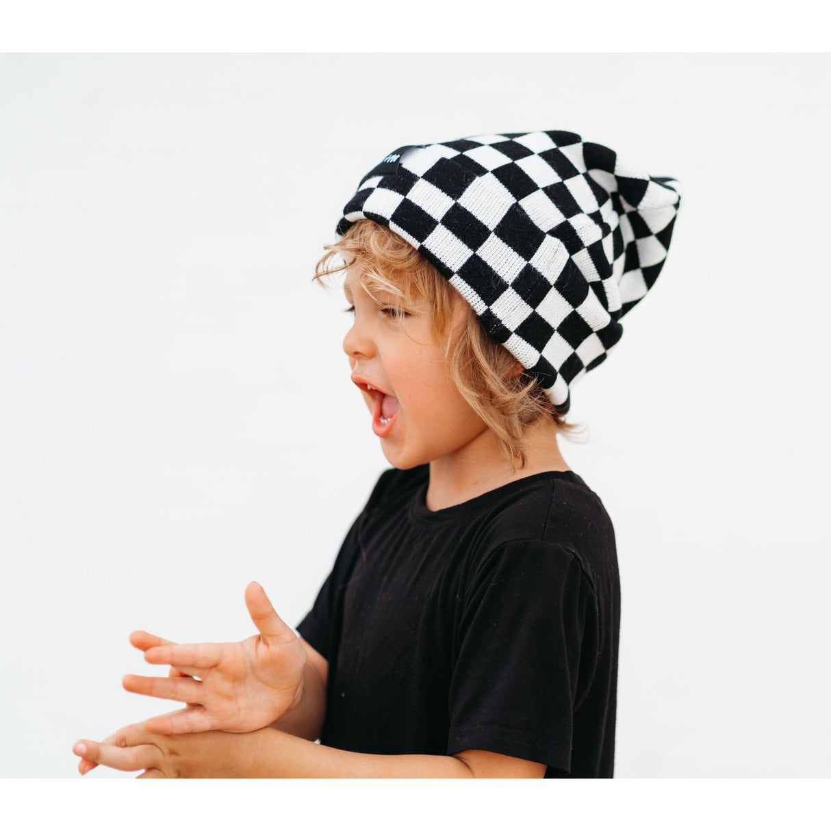 BAMBOO CUFF BEANIE- B+W Check - HoneyBug