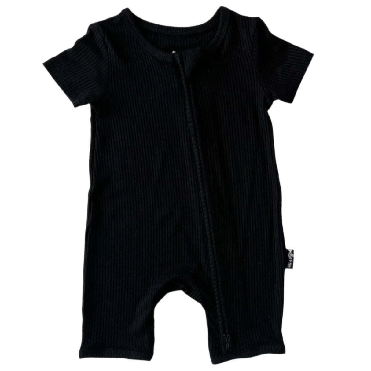 SHORTIE ZIP ROMPER - Midnight Ribbed - HoneyBug