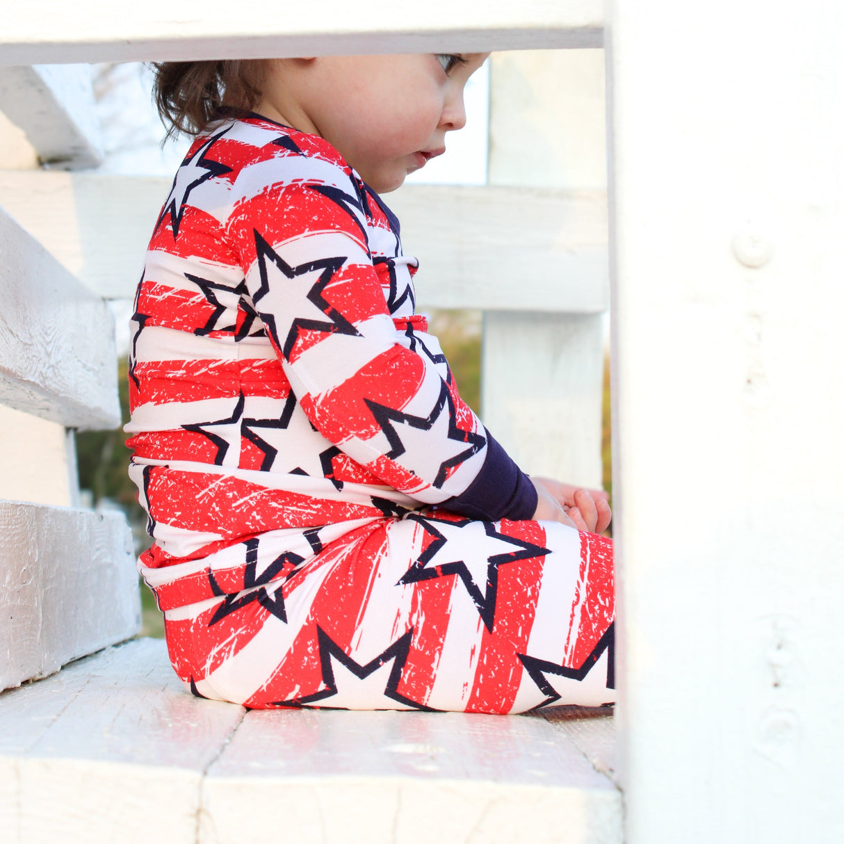LONG SLEEVE 2 PIECE SETS- Stars + Stripes - HoneyBug