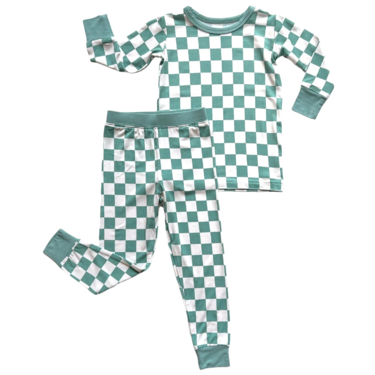 LONG SLEEVE 2 PIECE SETS- Sage Check - HoneyBug