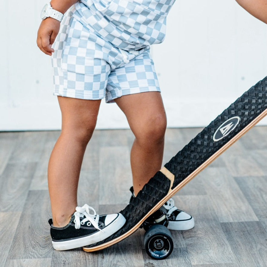 BAMBOO JOGGER SHORTS- Stone Check - HoneyBug