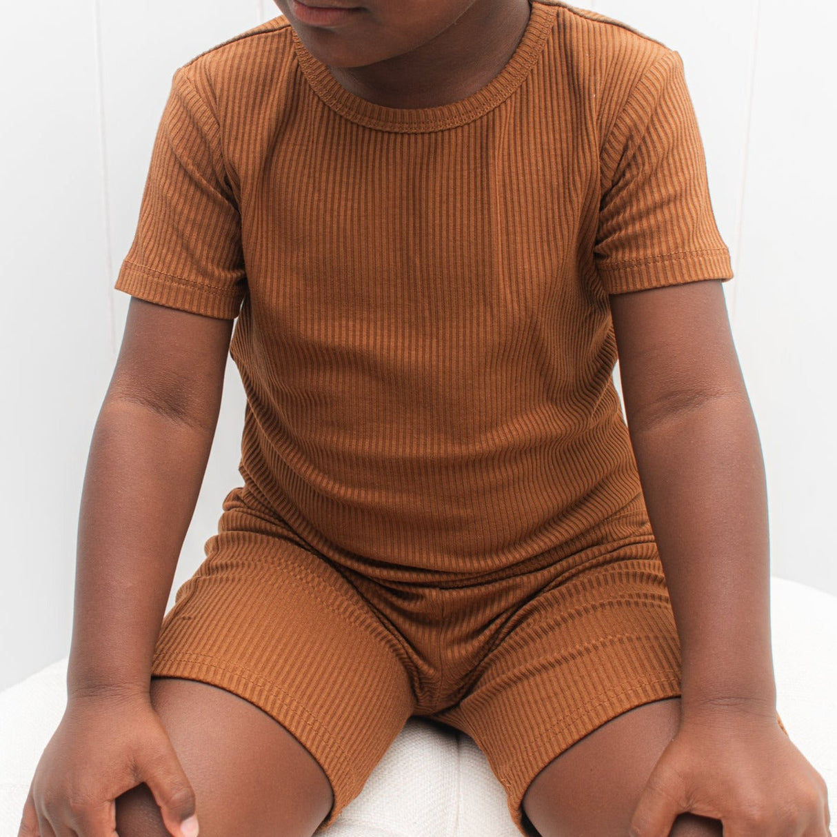 TWO PIECE SHORTIE SET- Bark Ribbed - HoneyBug