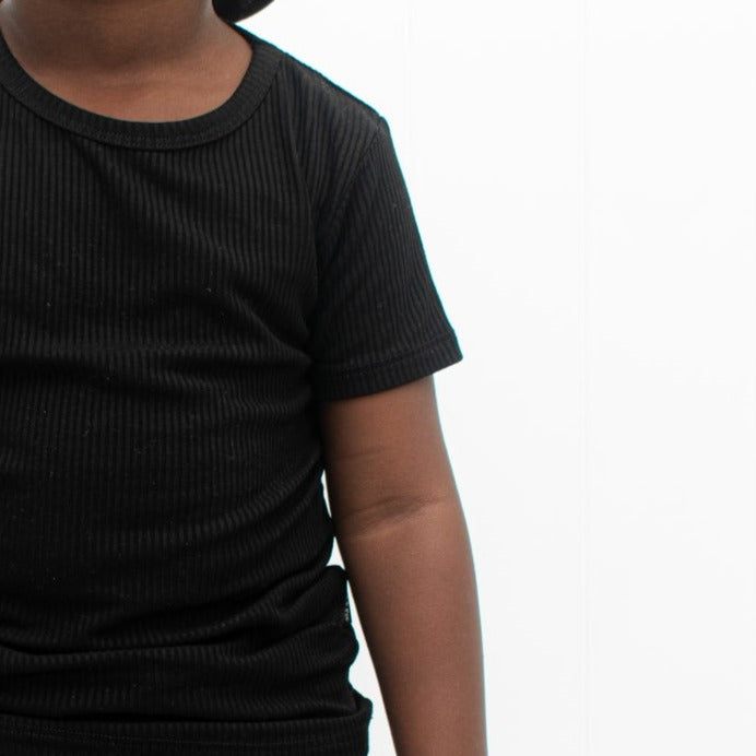 TWO PIECE SHORTIE SET- Midnight Ribbed - HoneyBug