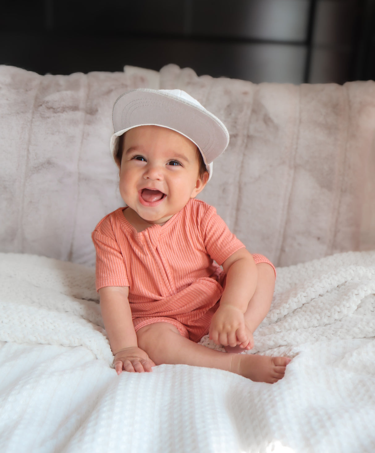 SHORTIE ZIP ROMPER - Red Rock Ribbed - HoneyBug