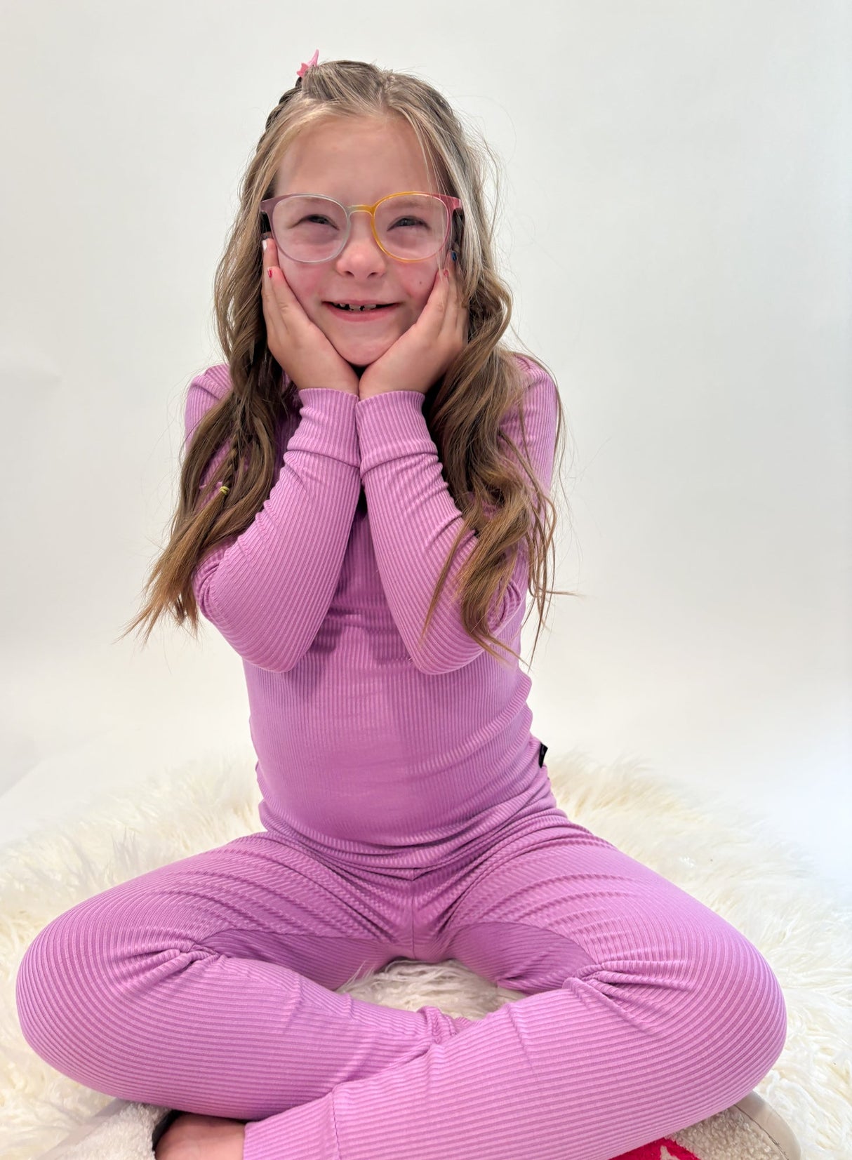 LONG SLEEVE 2 PIECE SETS- Lilac Ribbed - HoneyBug