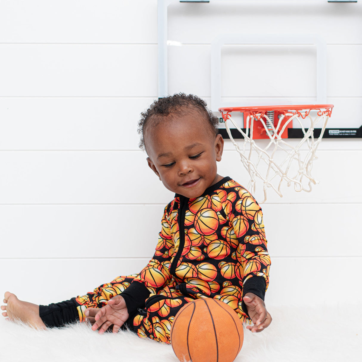 Zip Romper - Basketball - HoneyBug
