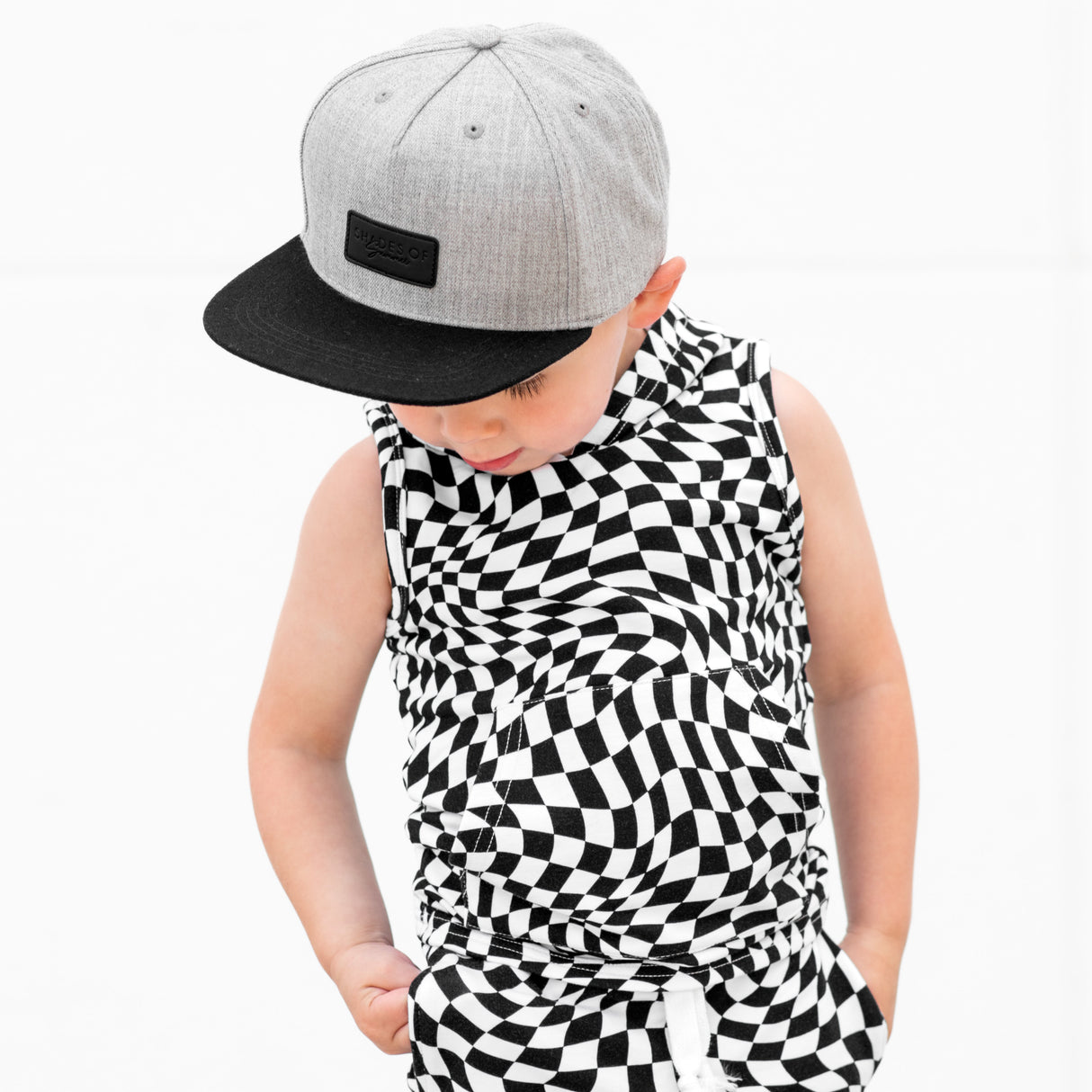 BAMBOO HOODIE TANK- Black Dizzy Check - HoneyBug