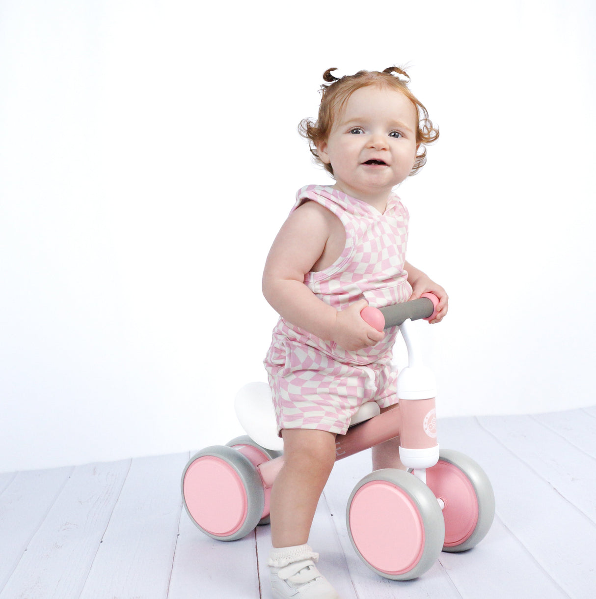 BAMBOO HOODIE TANK- Pink Dizzy Check - HoneyBug