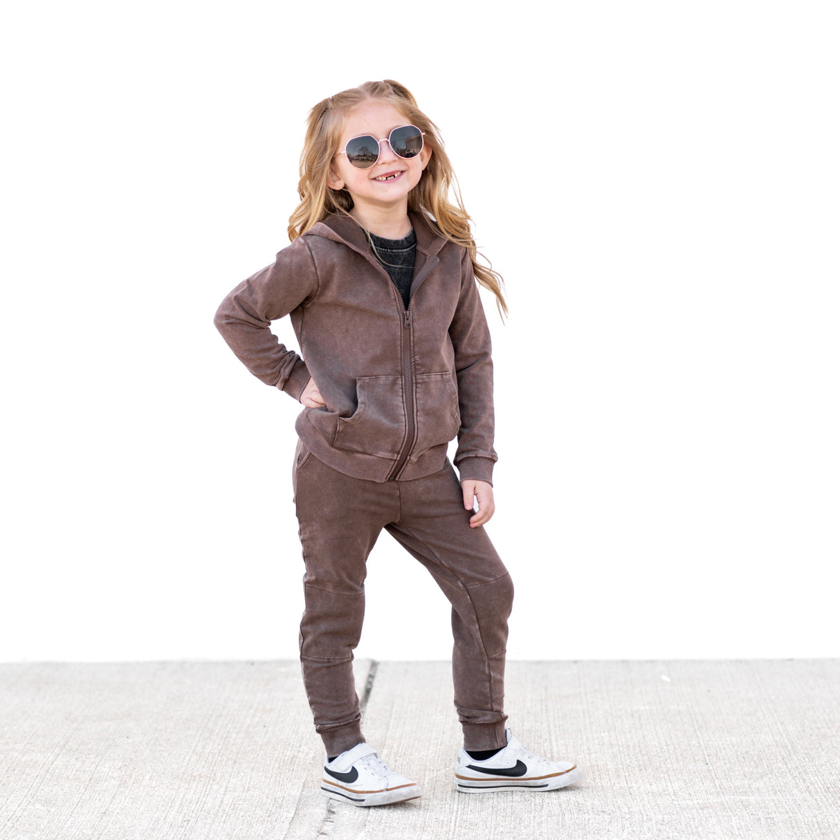 ZIP HOODIE- Bark Snow Wash - HoneyBug