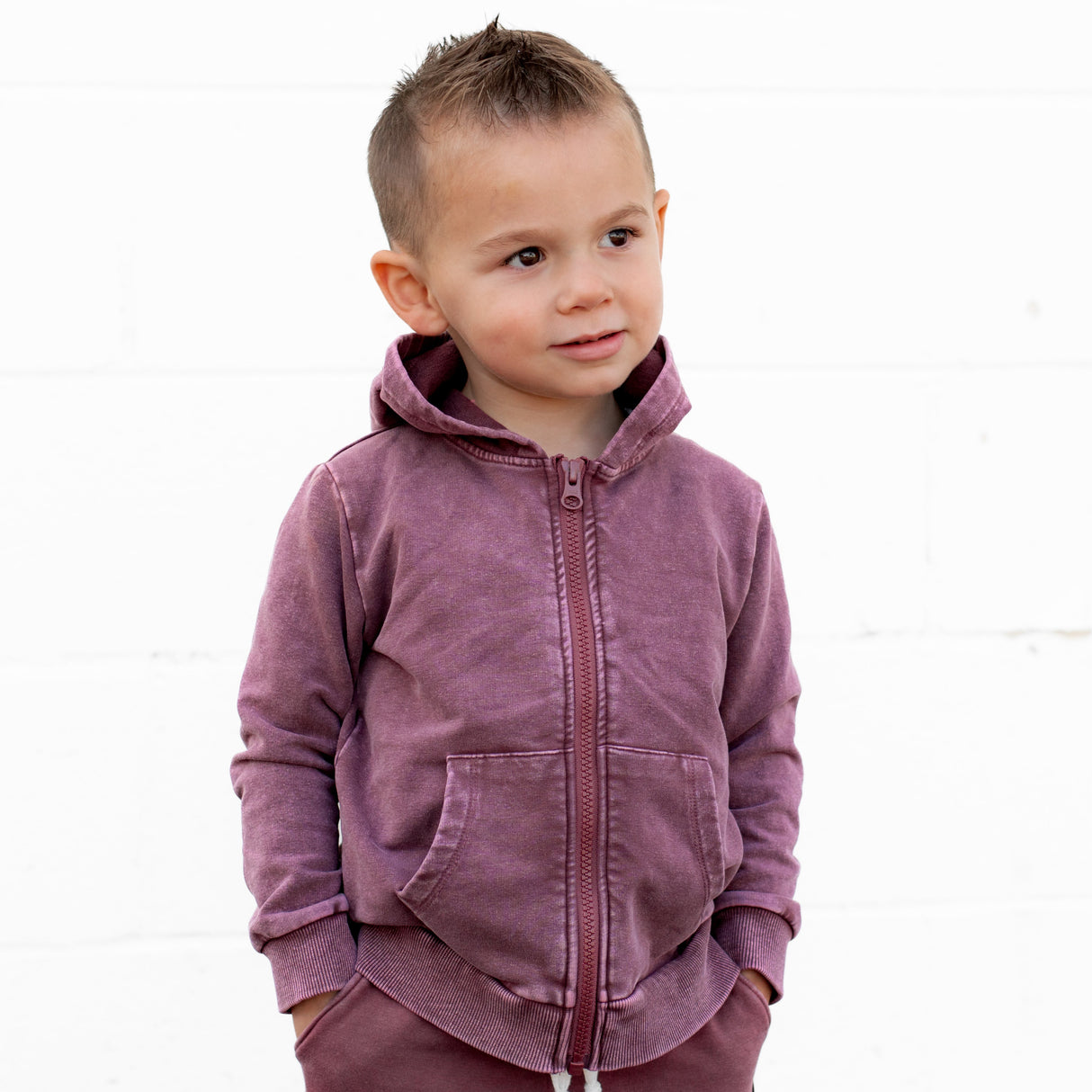 ZIP HOODIE- Oxblood Snow Wash - HoneyBug