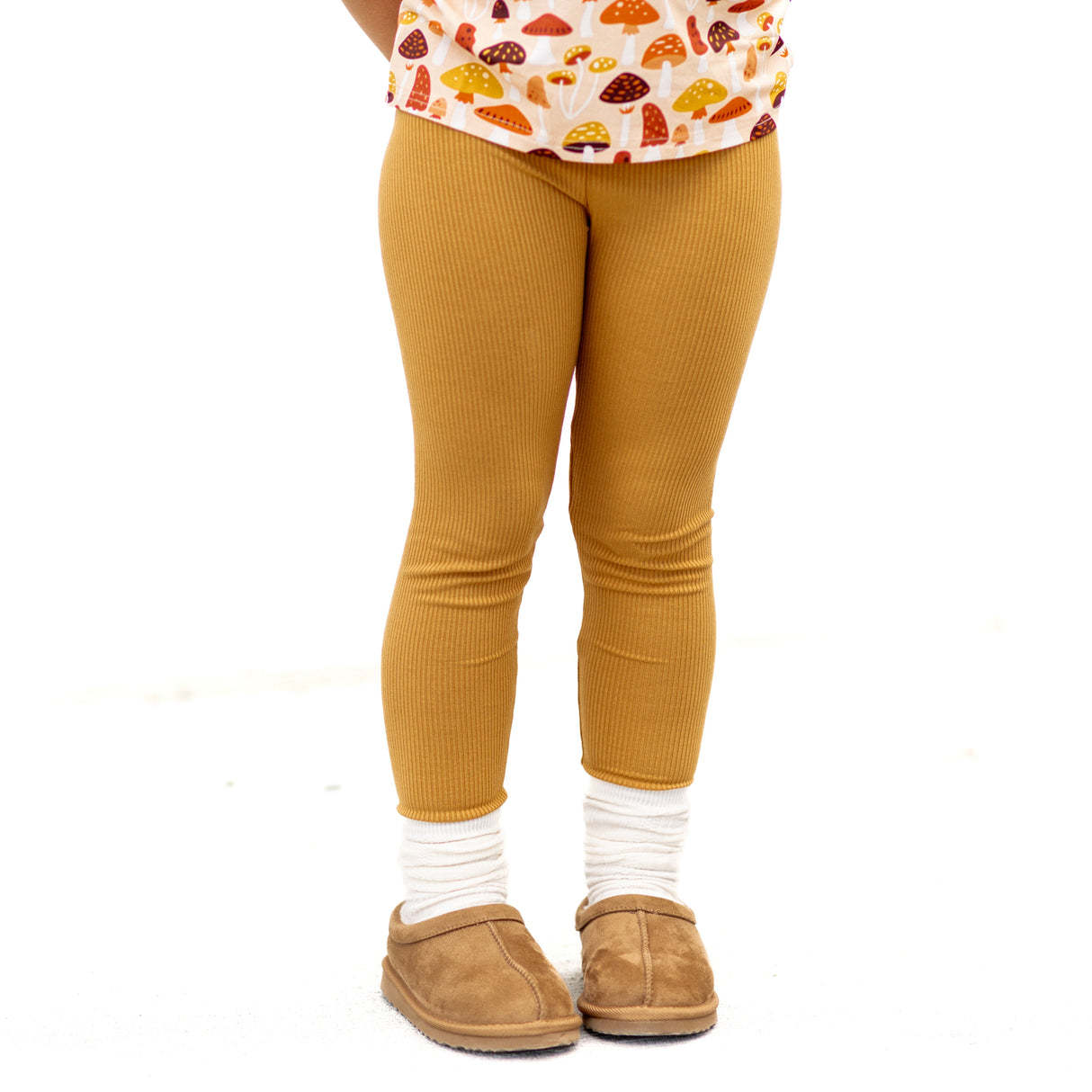 BAMBOO RIB LEGGINGS- Honey Mustard - HoneyBug