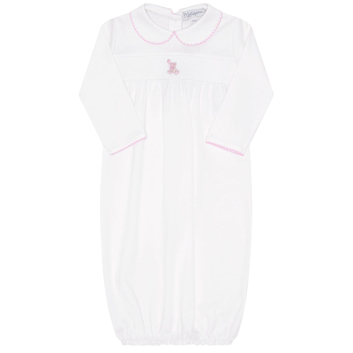 Pink Bear Embroidery Gown - HoneyBug