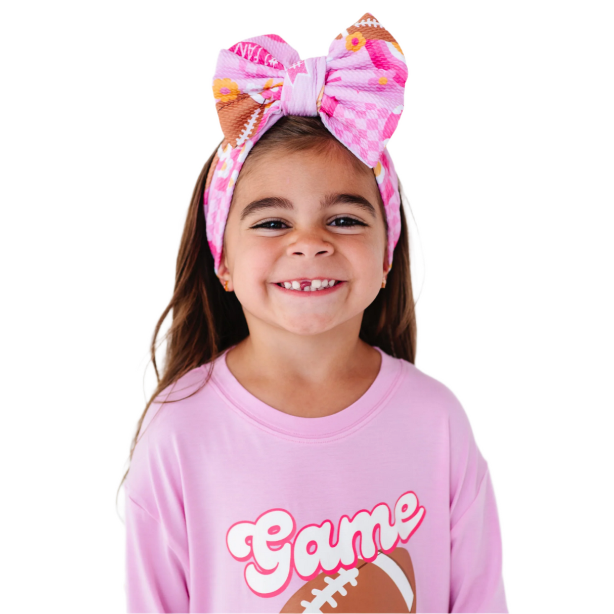 On Game Days We Wear Pink Biggie Bow - HoneyBug