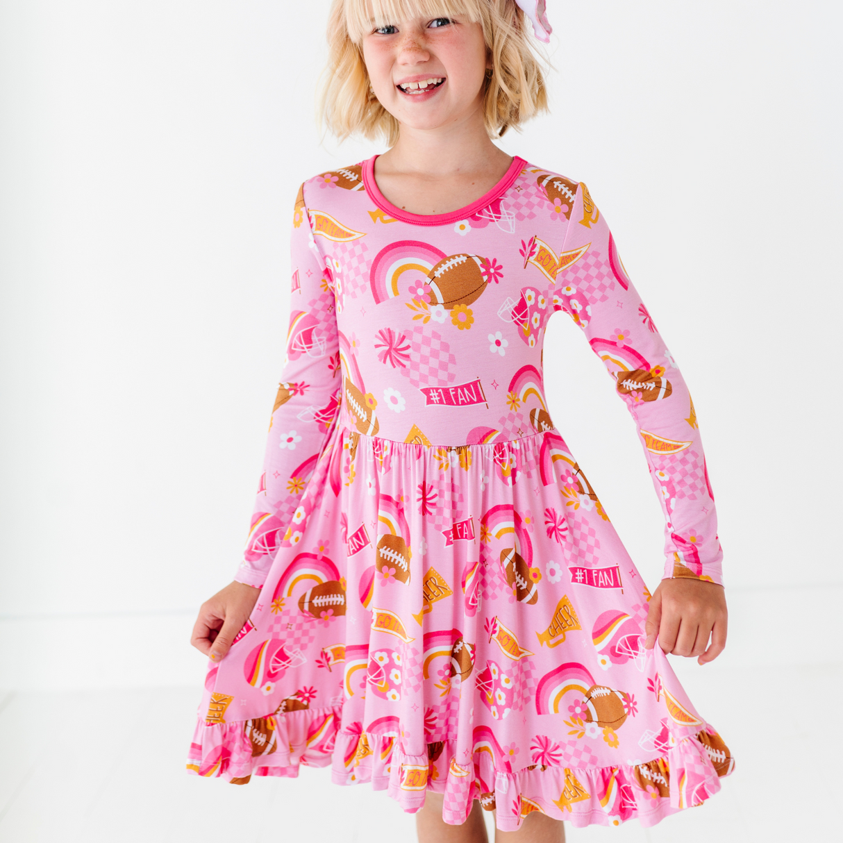 On Game Days We Wear Pink Girls Dress - HoneyBug