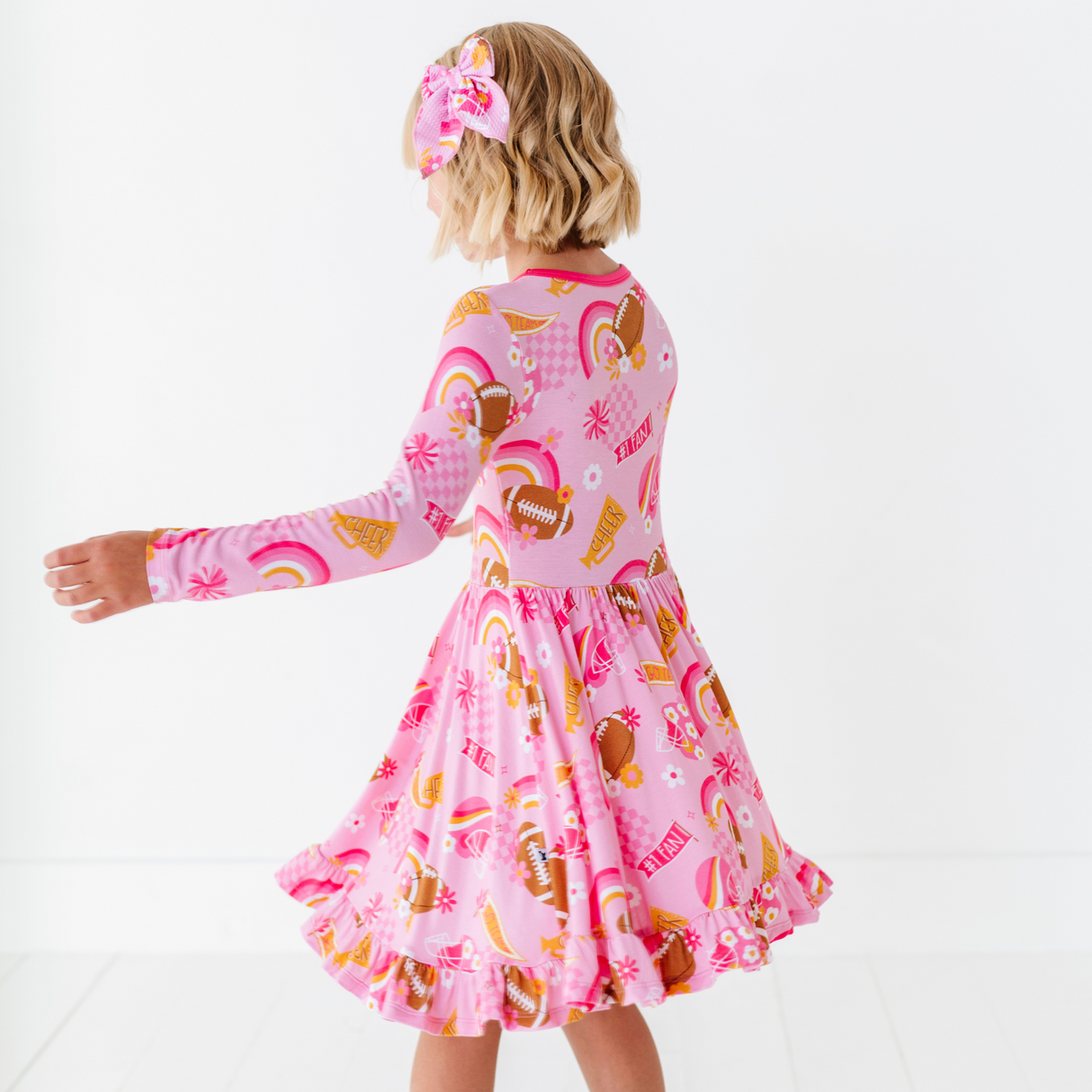 On Game Days We Wear Pink Girls Dress - HoneyBug