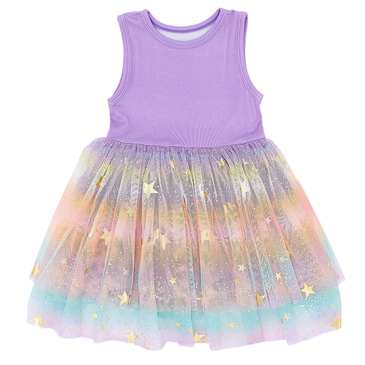 Bamboo Tulle Dress - Rainbow Ombre Twinkle - HoneyBug
