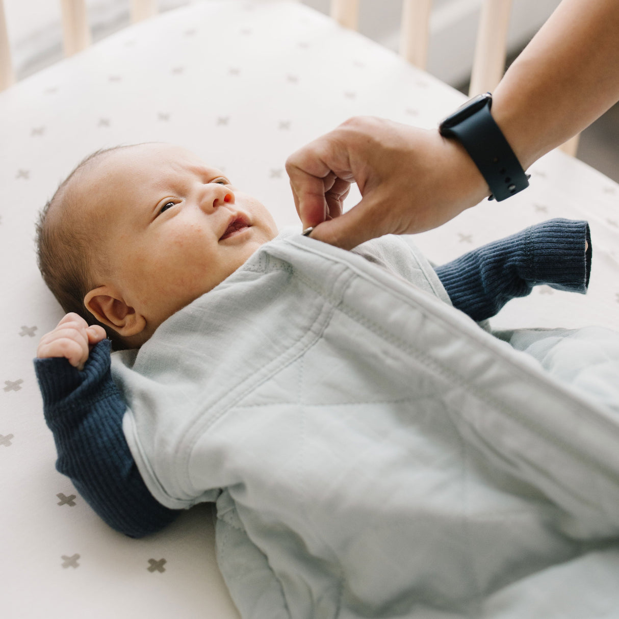 Cotton Muslin Quilted Sleep Bag - Sea Salt - HoneyBug