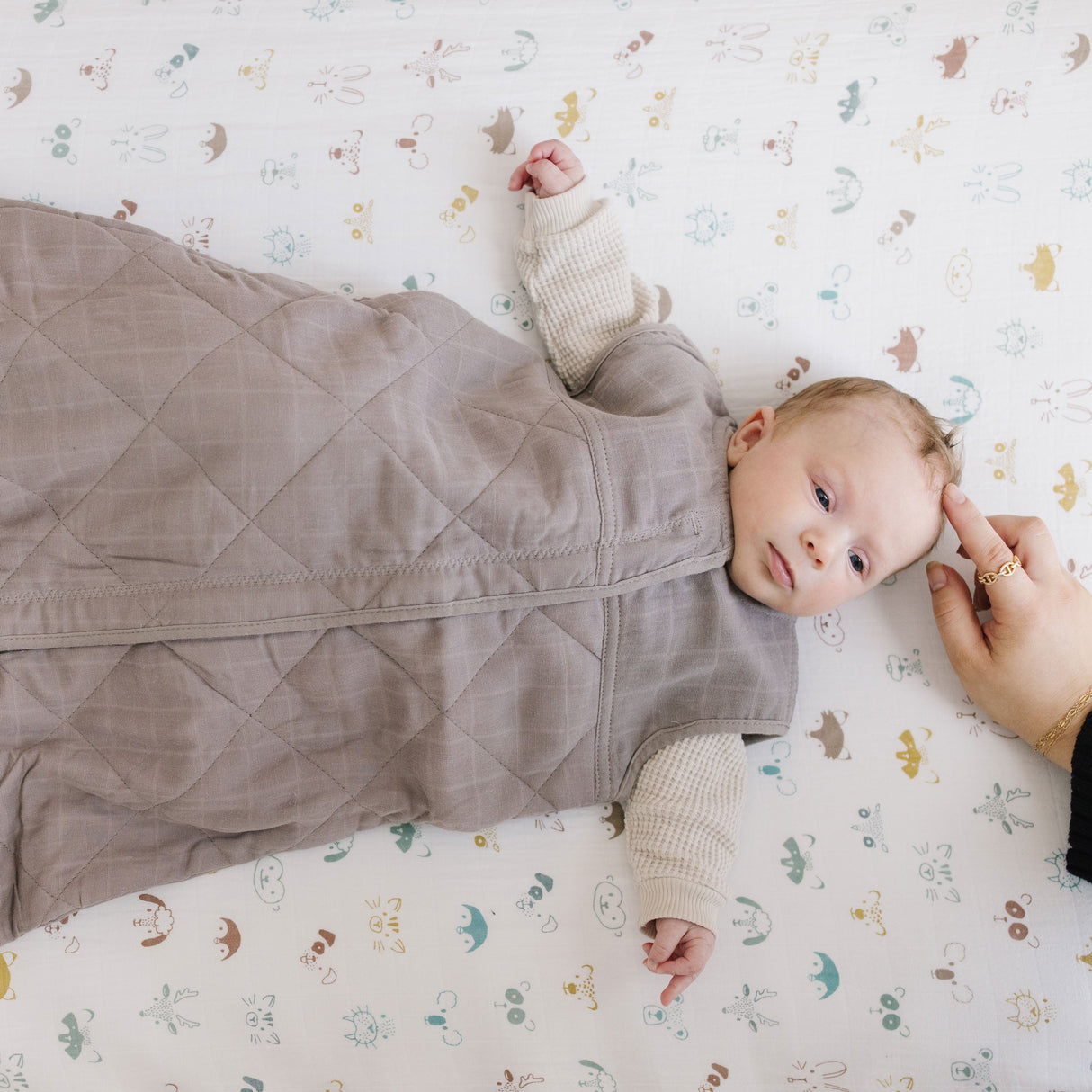 Cotton Muslin Quilted Sleep Bag - Mocha - HoneyBug
