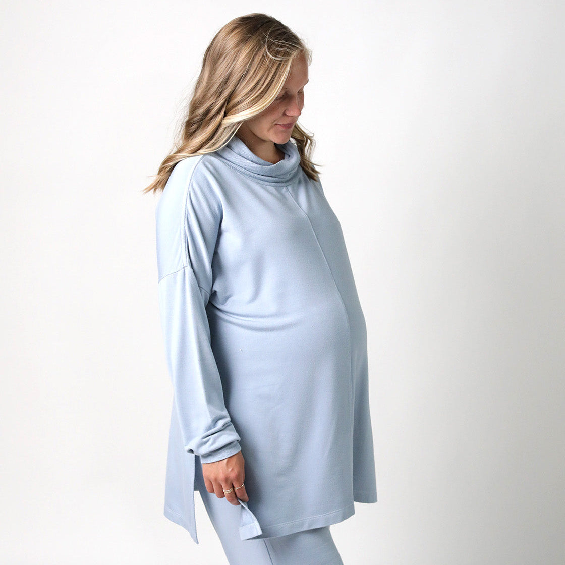 RUBY || MODAL SPANDEX MATERNITY LOUNGEWEAR LONG SLEEVE COWL TOP