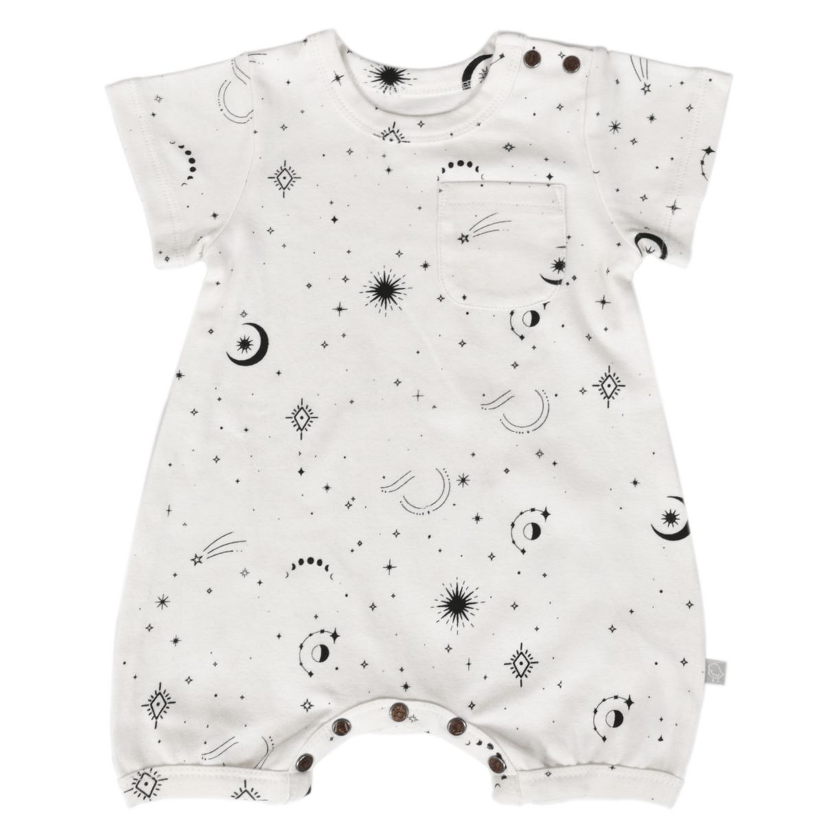 short sleeve romper | celestial - HoneyBug