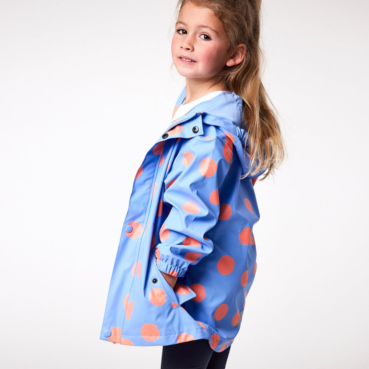 Cornflower Polka Dot Recycled Waterproof Raincoat - HoneyBug