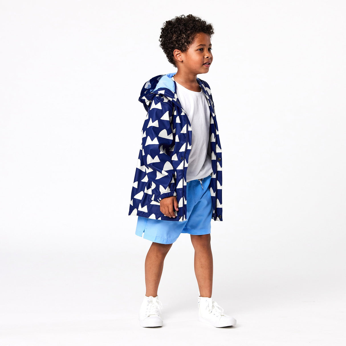 Navy Peak to Peak Recycled Waterproof Raincoat - HoneyBug