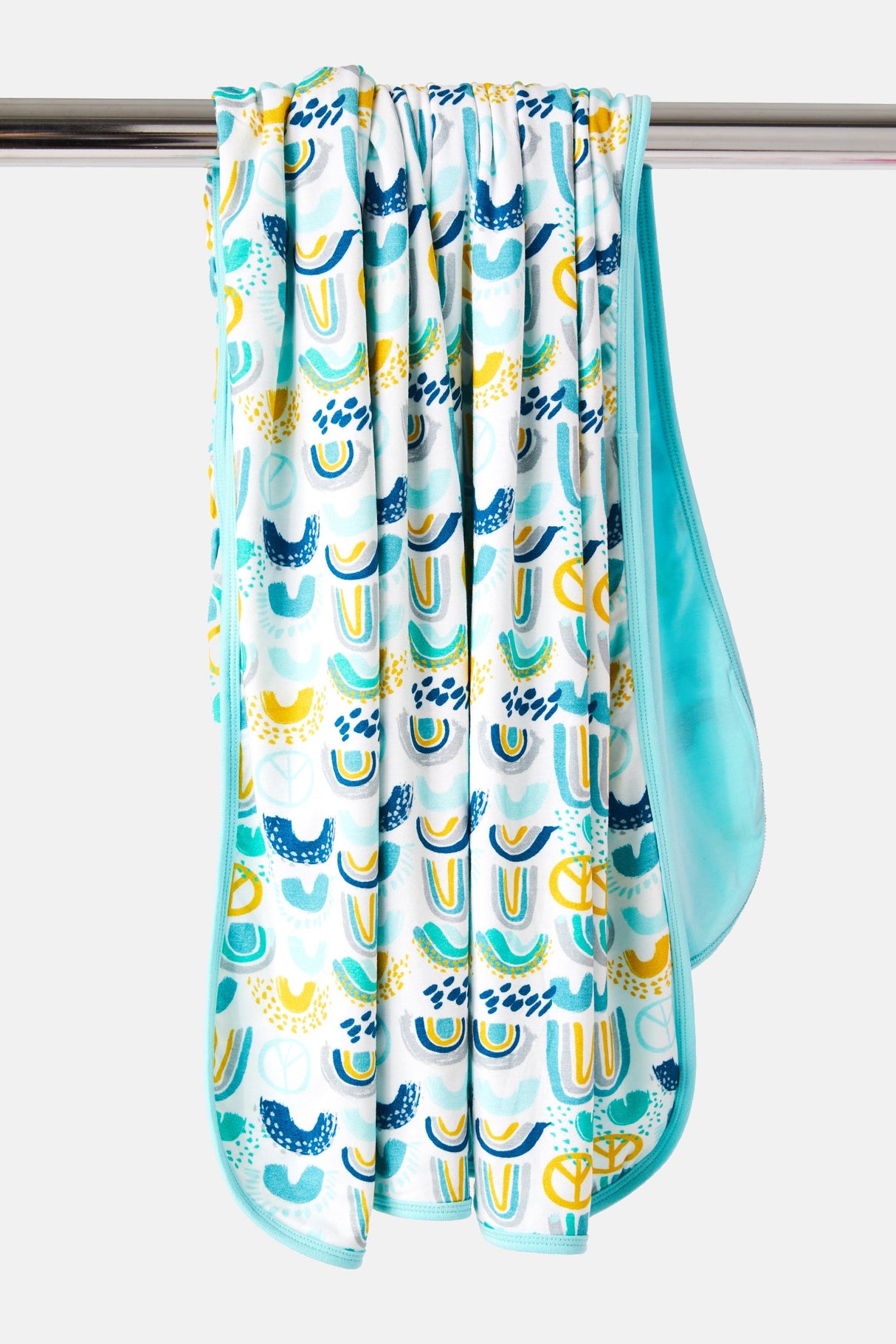 Stretchy Oversized Blanket - Rainbows Blue - HoneyBug