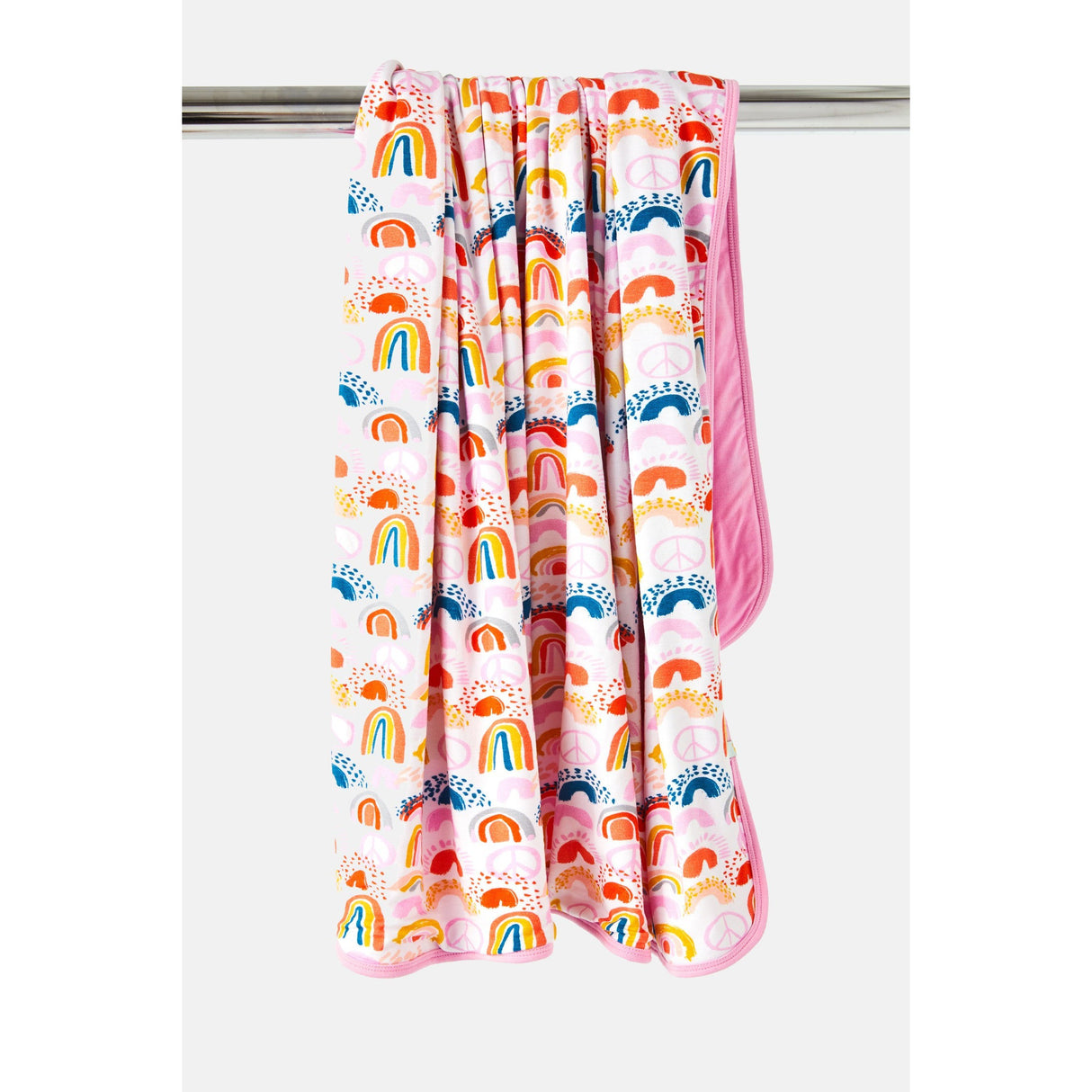Stretchy Oversized Blanket - Rainbows Pink - HoneyBug