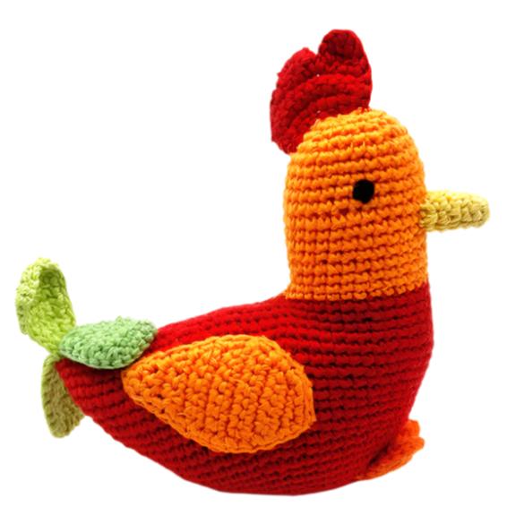 Farm Animal - Red Rooster Rattle - HoneyBug