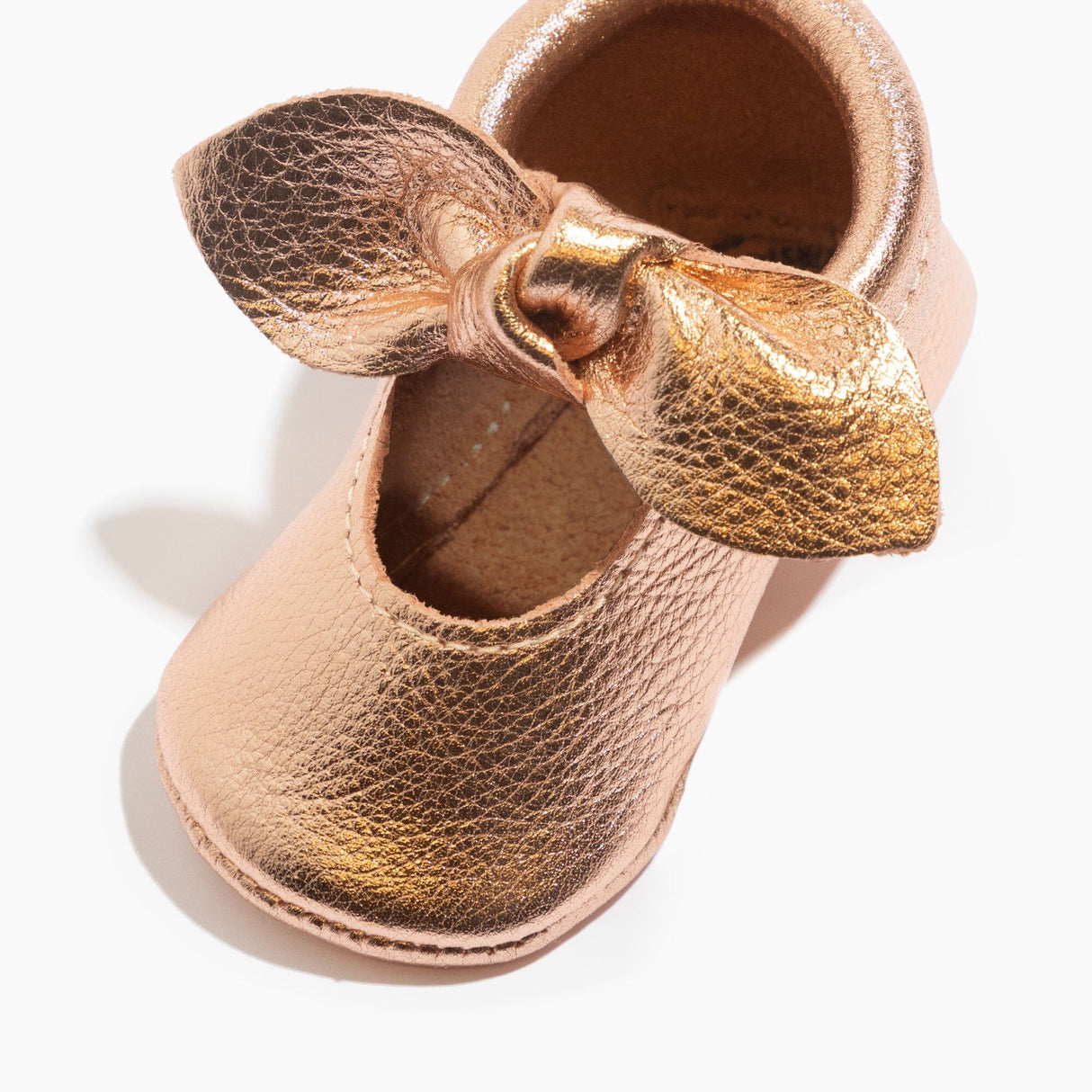 Rose Gold Knotted Bow Baby Shoe - HoneyBug