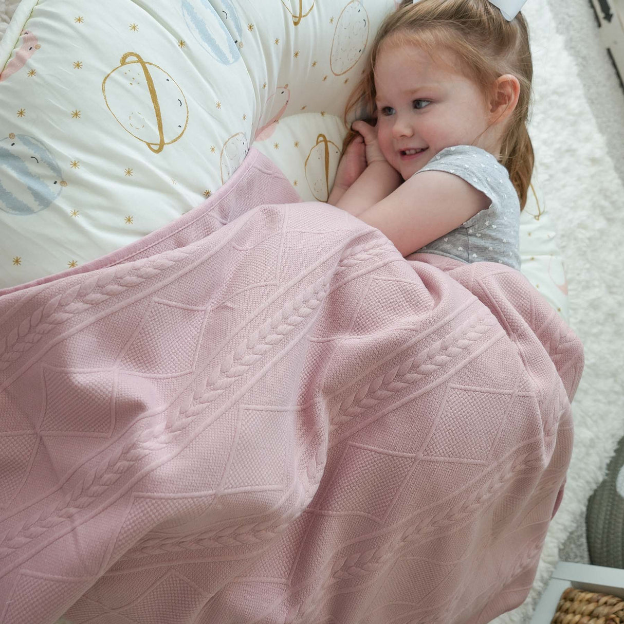 Rose Knit Blanket - HoneyBug