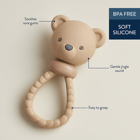 Sweetie Rattle™ Silicone Teether - Bear - HoneyBug