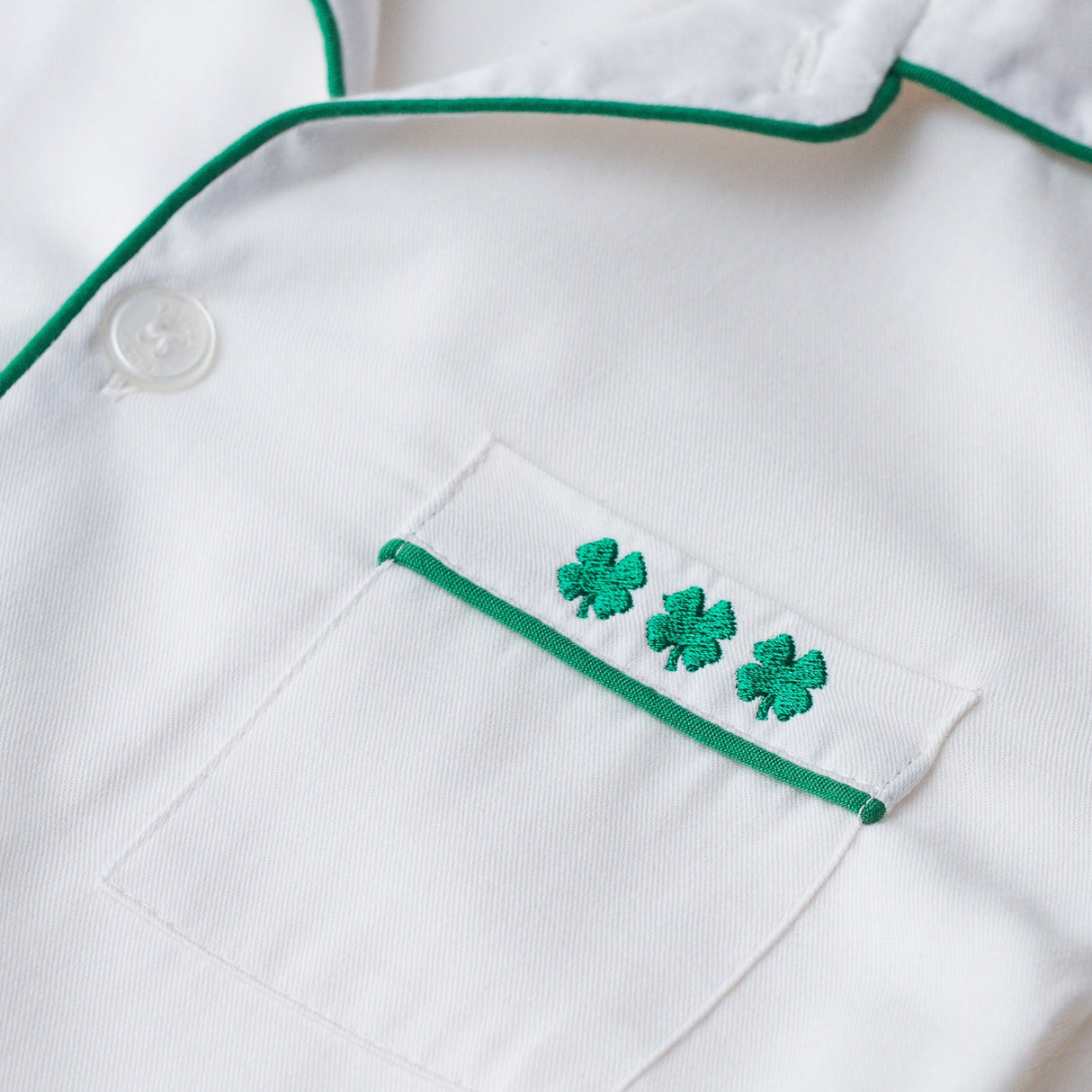 Kid's Twill Pajama Set with Embroidered Shamrocks
