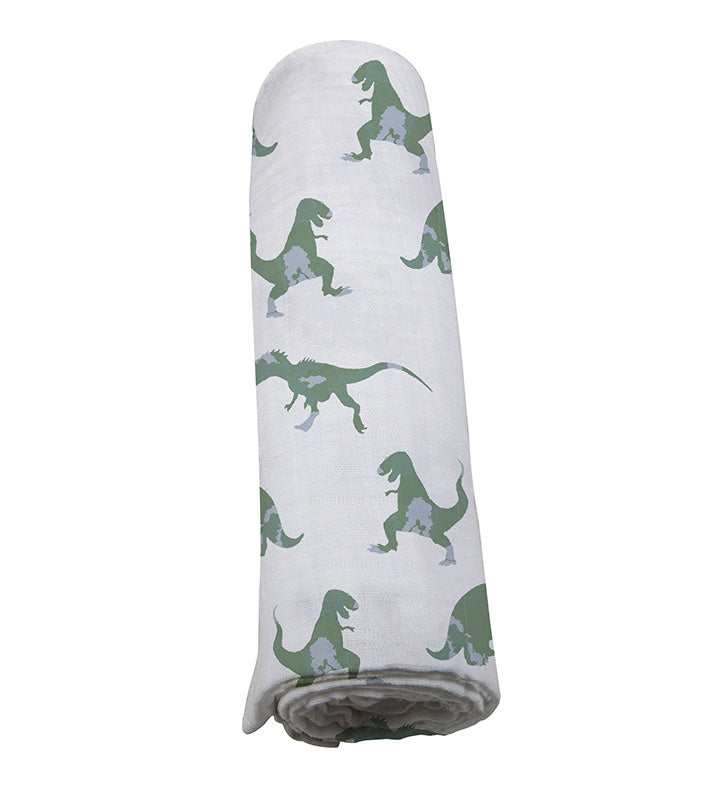 Granite Green Dinosaurs Cotton Swaddle - HoneyBug